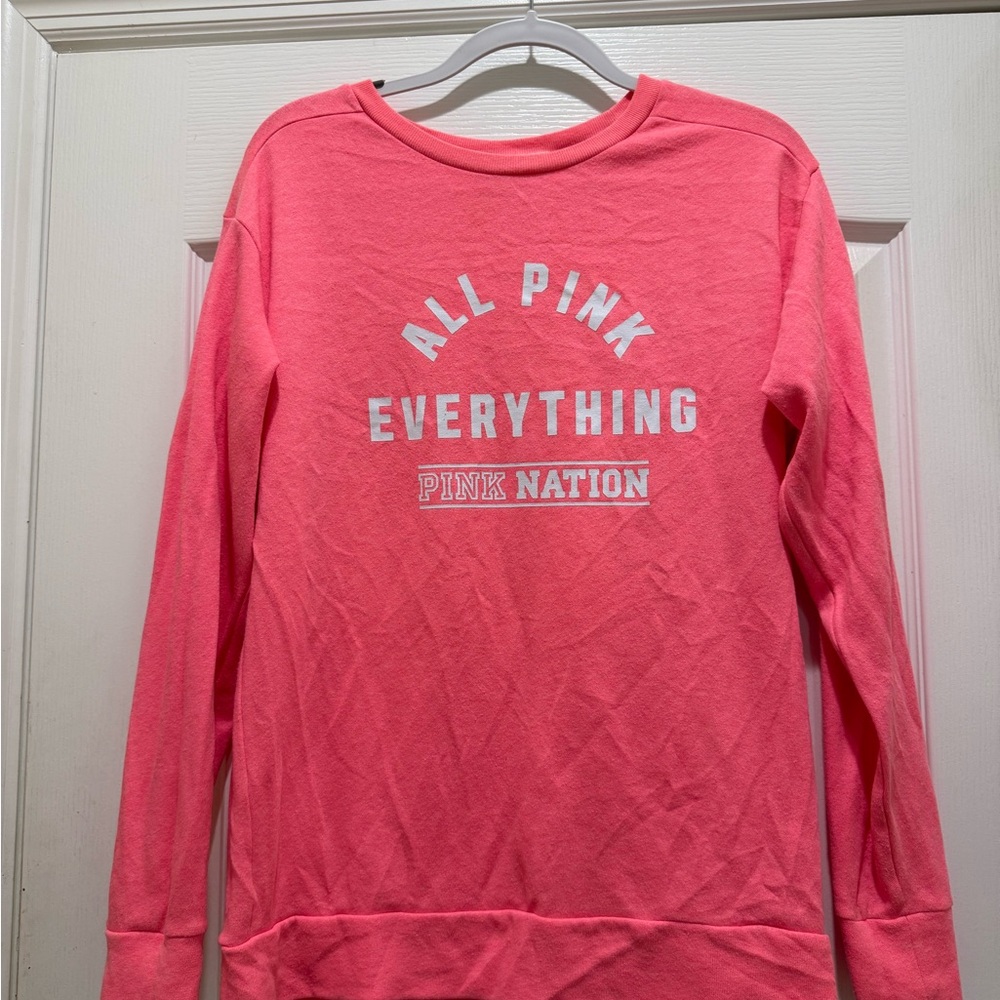 PINK Victoria's Secret Bright Pink Crew Neck Sweater